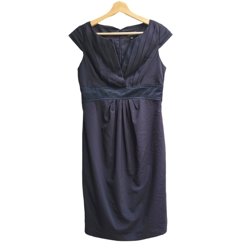 Beautiful Adrianna Papell Black Dress with Pleated Neckline Detail, Size Small